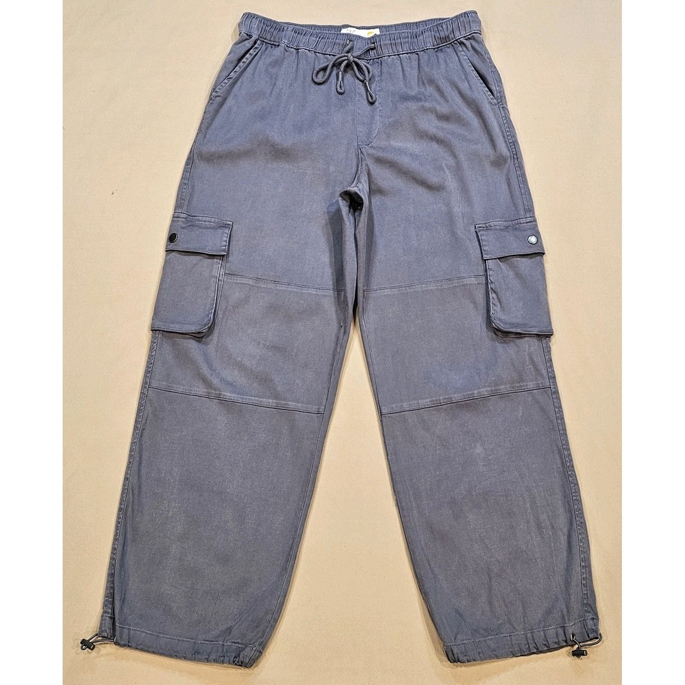 C&C‎ California Grey Cargo Pants Womens L Elastic Waist Lyocell Blend Hem Cinch